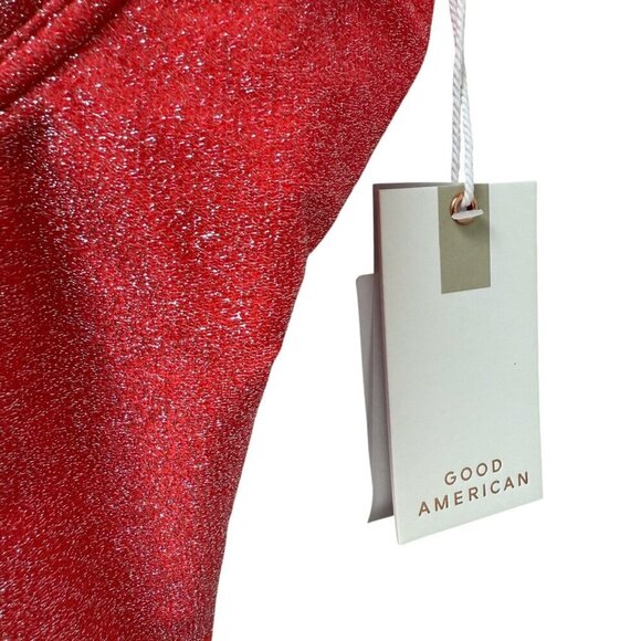 Good American Anthropologie Plus Size 4X Swimsuit Sparkle Demi-Cup Coral NWT - Picture 9 of 13